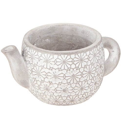 Floristik24 Teapot Decorative Ceramic Planter White Washed 16×10.5×8cm 3 pcs