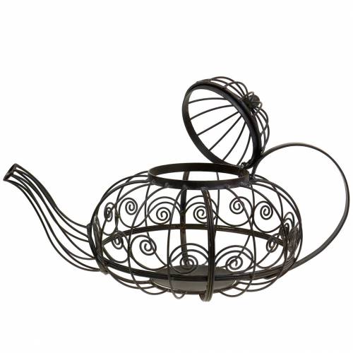 Floristik24 Decorative teapot planter metal dark brown Ø28cm H24cm