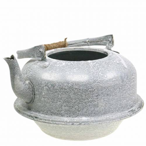 Floristik24 Planter tea kettle zinc gray, white washed Ø26cm H15cm