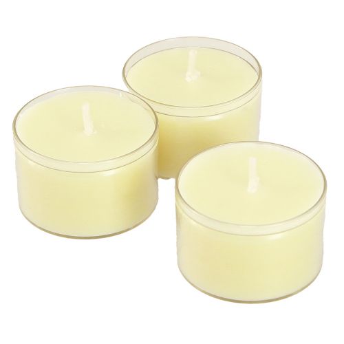 Floristik24 Night Lights Tea Lights Cream Yellow in Plastic Bowl 8 Hours 50 Pcs