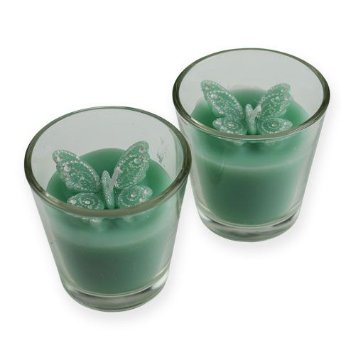 Floristik24 Deco tealights in glass with butterfly 2pcs