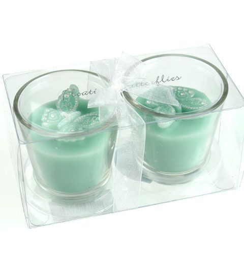 Floristik24 Deco tealights in glass with butterfly 2pcs