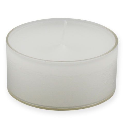 Tea lights maxi with transp. Cover white 54mm 16pcs