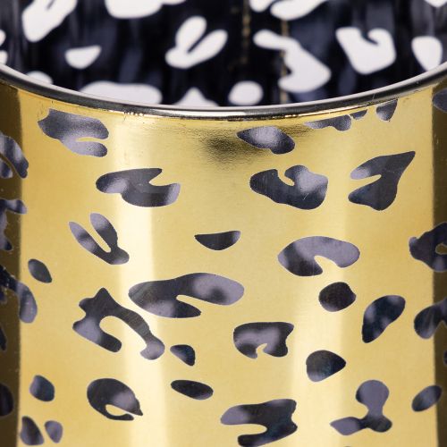 Glass tealight holder with leopard print for table decoration, 12cm | Floristik24.co.uk