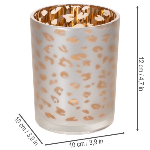 Glass tealight holder with leopard print, 12cm | Floristik24.co.uk