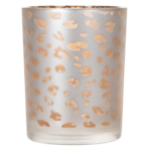 Glass tealight holder with leopard print, 12cm | Floristik24.co.uk