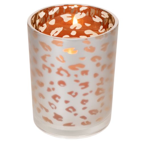 Glass tealight holder with leopard print, 12cm | Floristik24.co.uk