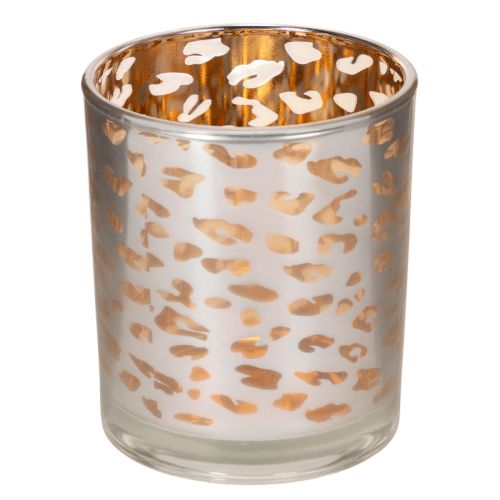 Glass tealight holder with leopard print, two-tone, 8cm buy online | Floristik24.co.uk