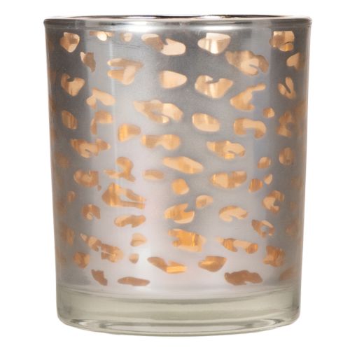 Glass tealight holder with leopard print, two-tone, 8cm | Floristik24.co.uk
