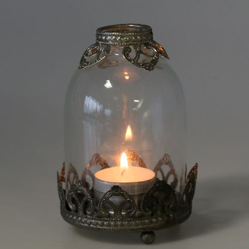 Floristik24 Tealight glass lantern Vintage Ø8.5cm H14cm 2pcs