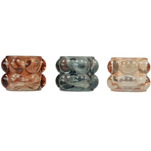 Product Tealight glass tinted tealight holder glass Ø8cm H6.5cm 3pcs