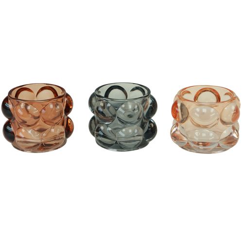 Product Tealight glass tinted tealight holder glass Ø8cm H6.5cm 3pcs