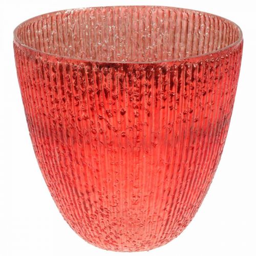 Floristik24 Candle glass lantern red glass deco vase Ø21cm H21.5cm