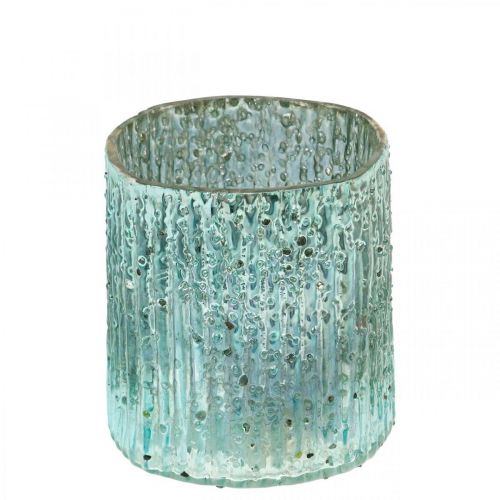 Floristik24 Tea light glass blue lantern glass candle decoration 8cm