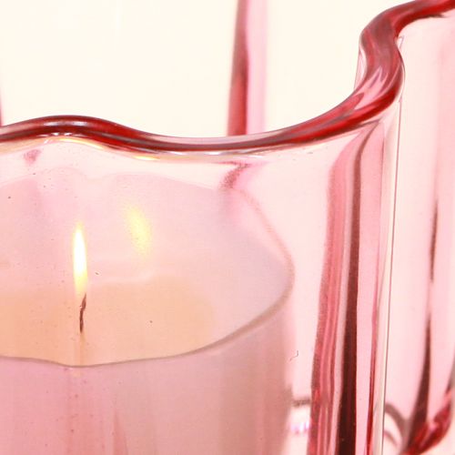 Product Tealight holder flower tealight glass pink Ø7.5cm H6cm 6pcs