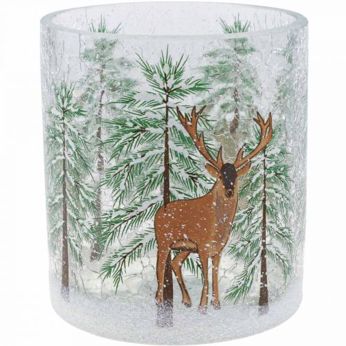 Product Tealight holder glass Christmas crackle tealight glass H13cm