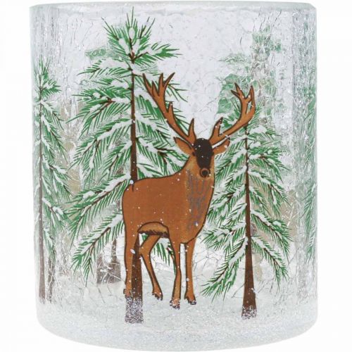 Product Tealight holder glass Christmas Crackle tealight glass H10cm