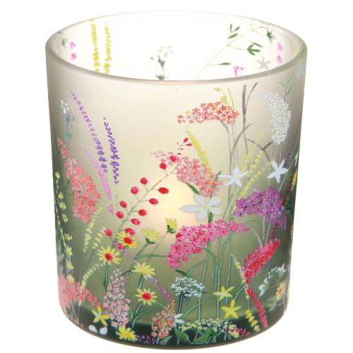 Tealight Holder Glass Spring Summer Flowers H8cm 6 pcs