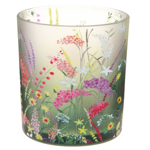 Product Tealight Holder Glass Spring Summer Flowers H8cm 6 pcs