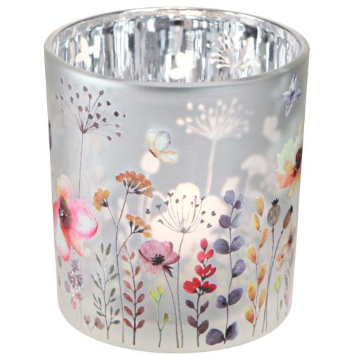 Floristik24 Tealight Holder Glass Poppy Butterfly Colored 8cm 4 Pcs