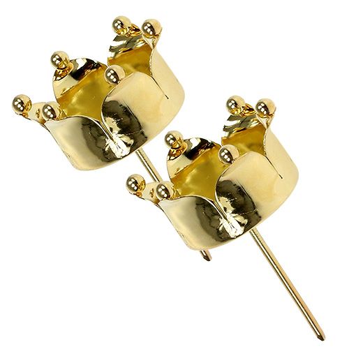 Floristik24 Tea light holder crown gold Ø4.8cm 4pcs