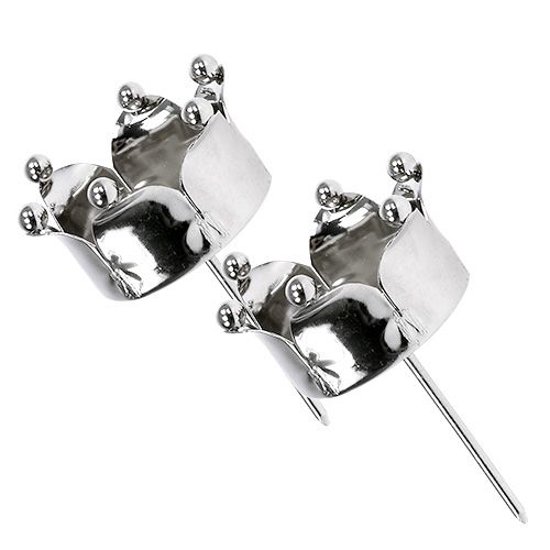 Floristik24 Tea light holder crown silver Ø4.8cm 4pcs