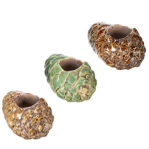 Tealight holder pine cone design candle holder 8cm 3pcs | Floristik24.co.uk