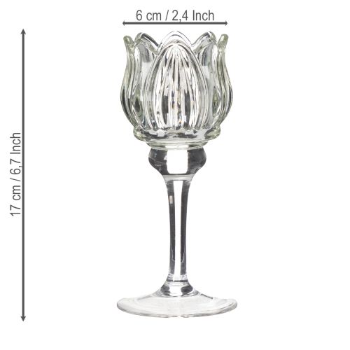 Product Glass tealight holder, decorative flower shape for a stylish ambience, 17cm