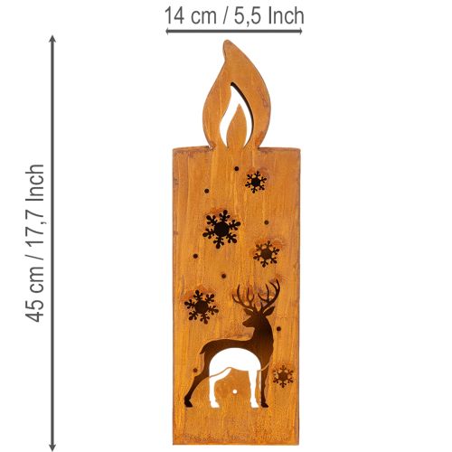 Christmas tealight holder, rusted metal candle holder, deer, 45x14cm | Floristik24.co.uk
