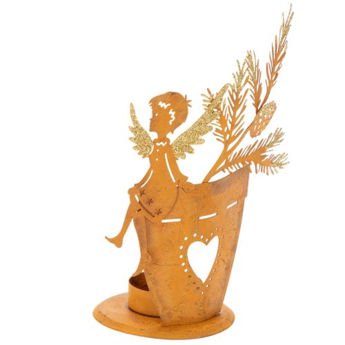 Christmas tealight holder, angel decoration, rust decoration, Ø8cm H18cm buy online | Floristik24.co.uk