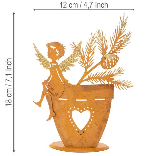 Christmas tealight holder, angel decoration, rust decoration, Ø8cm H18cm | Floristik24.co.uk