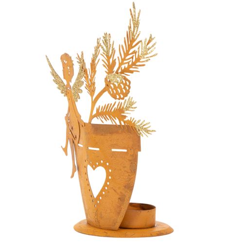 Christmas tealight holder, angel decoration, rust decoration, Ø8cm H18cm | Floristik24.co.uk