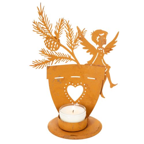 Christmas tealight holder, angel decoration, rust decoration, Ø8cm H18cm | Floristik24.co.uk
