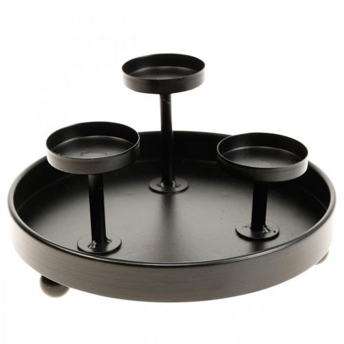 Floristik24 Tea light holder hurricane glass metal black Ø19cm H18cm