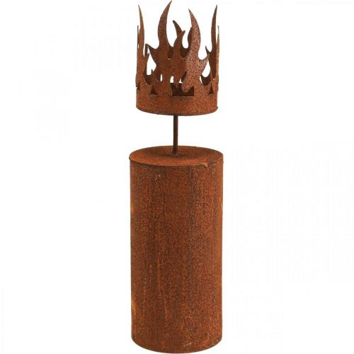 Product Tea light holder candle shape rust decoration patina metal H36cm