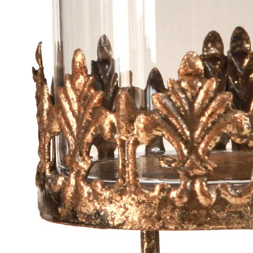 Product Tealight holder with glass for sticking antique look gold Ø5.5cm 4pcs