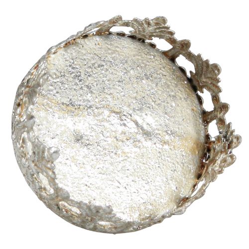 Floristik24 Tealight holder with glass for sticking vintage silver Ø5.5cm H8cm 4pcs