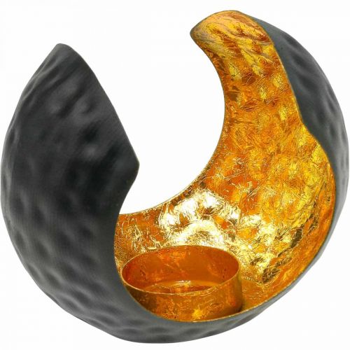 Product Tealight holder black gold table decoration metal 12×9×10cm