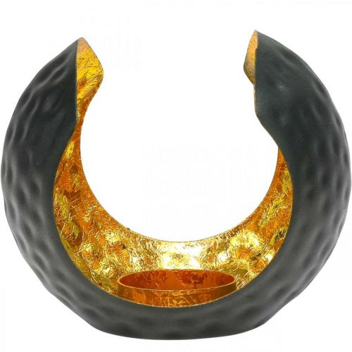 Product Tealight holder black gold table decoration metal 12×9×10cm