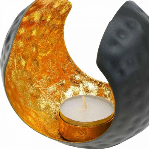 Product Tealight holder black gold table decoration metal 12×9×10cm