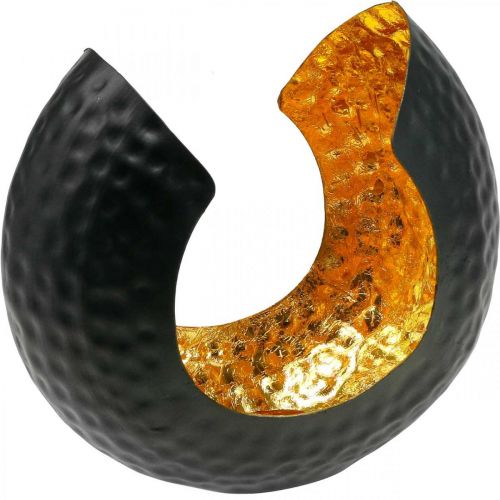 Tealight holder black gold table decoration metal 19×11×17cm