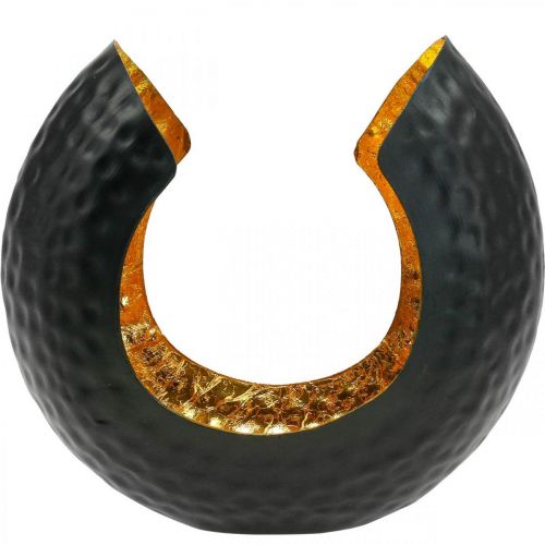 Product Tealight holder black gold table decoration metal 19×11×17cm