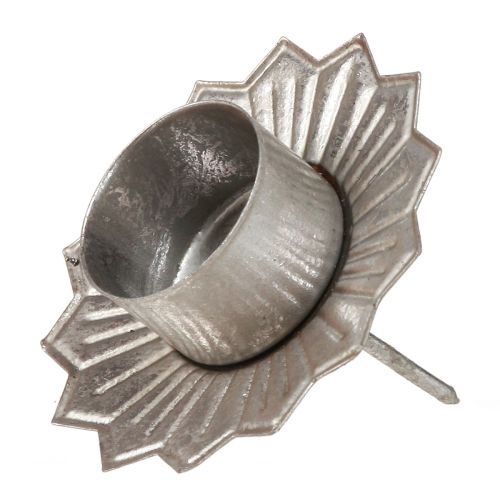 Product Tealight holder for sticking silver metal Ø9cm H9cm 4pcs
