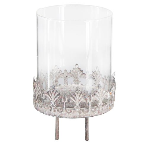 Product Tealight holder for sticking Vintage Ø7cm H7.5cm grey 4 pcs