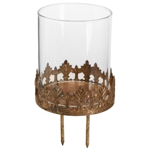 Product Tealight holder with candle glass gold Ø7cm 4 pcs