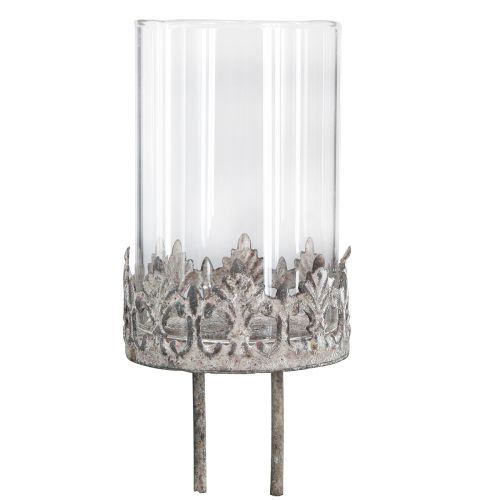 Product Tealight holder for sticking with candle glass grey Ø5.5cm 4pcs