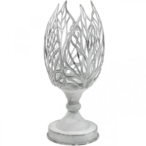 Floristik24 Lantern metal white, tealight holder flower Ø13cm H30cm