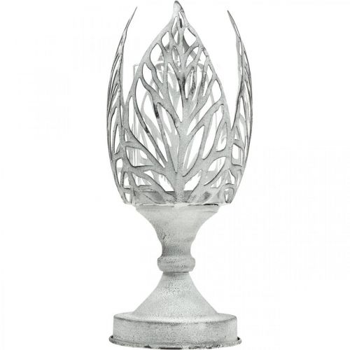 Product Lantern metal white, tealight holder flower Ø13cm H30cm