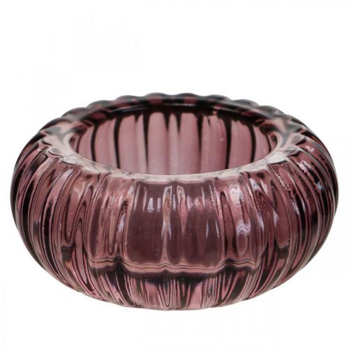 Product Tealight Holder Glass Candle Holder Round Purple Ø8cm H3.5cm