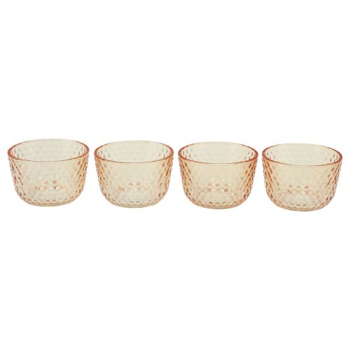 Tealight holder glass lantern retro orange Ø8cm H5cm 4pcs
